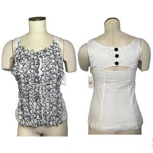 Anthropologie LEIFSDOTTIR 3D Daisy Flower Cutout Sleeveless Blouse Size 0 NWT